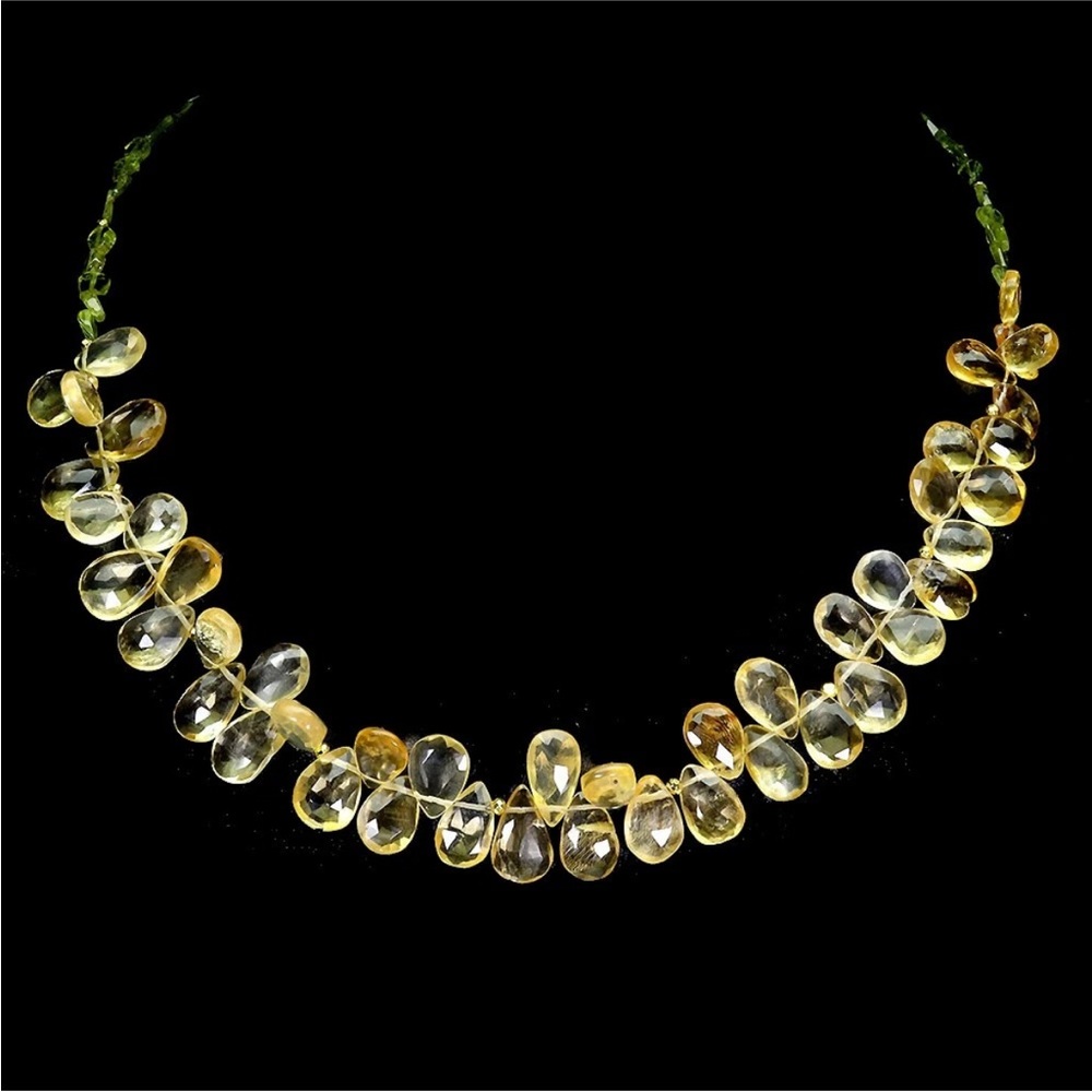 Stunning 115CT Natural Citrine Teardrop and Peridot Briolette Necklace 21in”